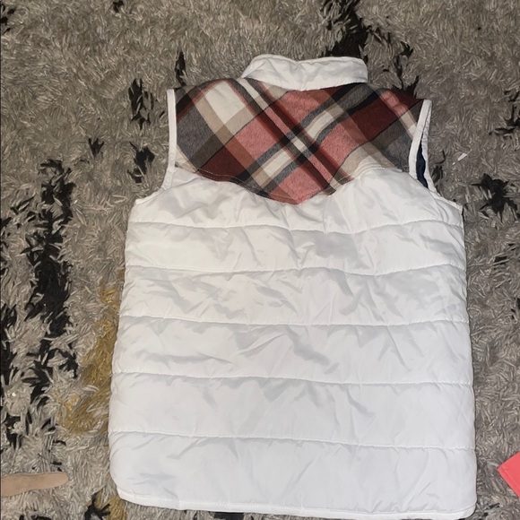 BKE Chic White Vest with Plaid Details size S - Picture 4 of 4